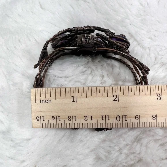 Charoite Amethyst Copper Wrapped Gemstone Bangle ONLY - Picture 7 of 9
